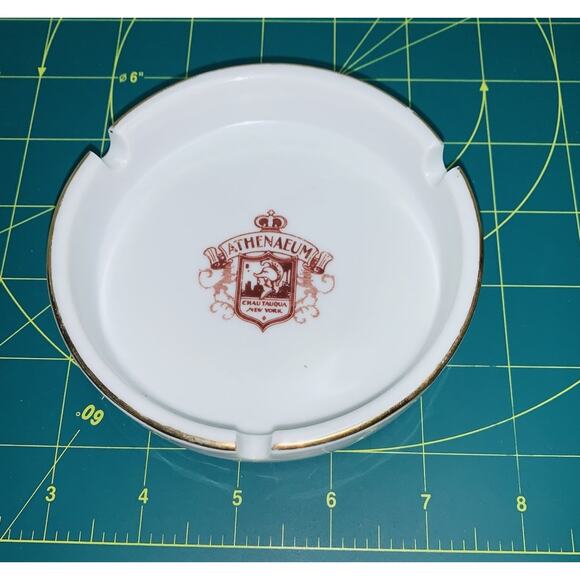 Athenaeum Hotel Chautauqua Institution NY Ashtray Coat of Arms Ceramic 4.5" EUC - Picture 3 of 4